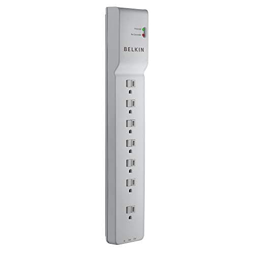 Belkin Power Strip, Belkin Surge Protector with 7 AC Multiple Outlets, 6 ft Long Heavy Duty Extension Cord for Home, Office, Travel, Laptop, Computer Desktop & Phone Charger - White (2320 Joules), 6'