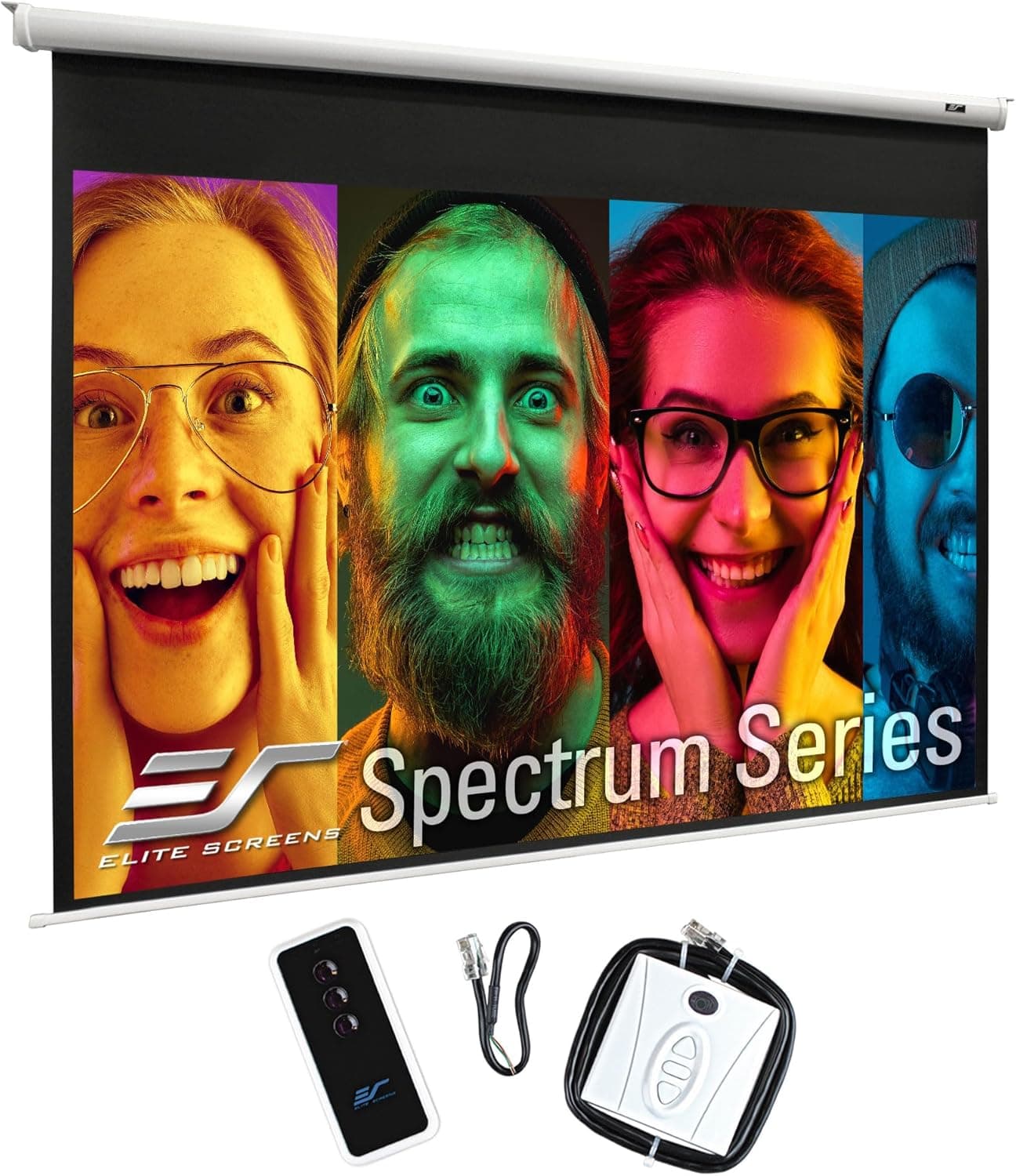Elite Screens Spectrum 120-Inch 4:3 Electric Motorized Projector Screen, 4K/8K Ultra HD Ready, White Case