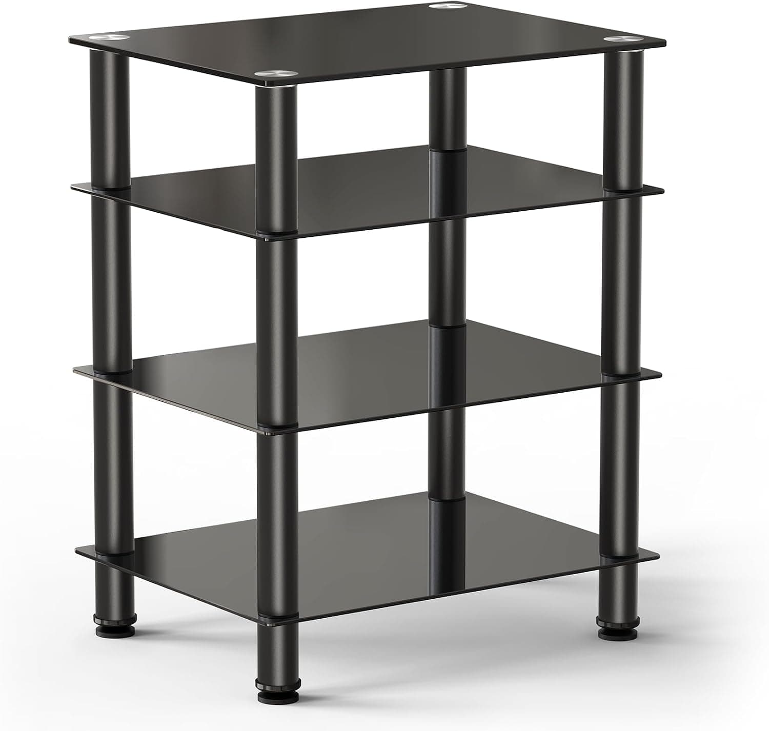FITUEYES AV Component Media Stand Audio Rack 4-Tier Entertainment Shelves TV Stand, Black
