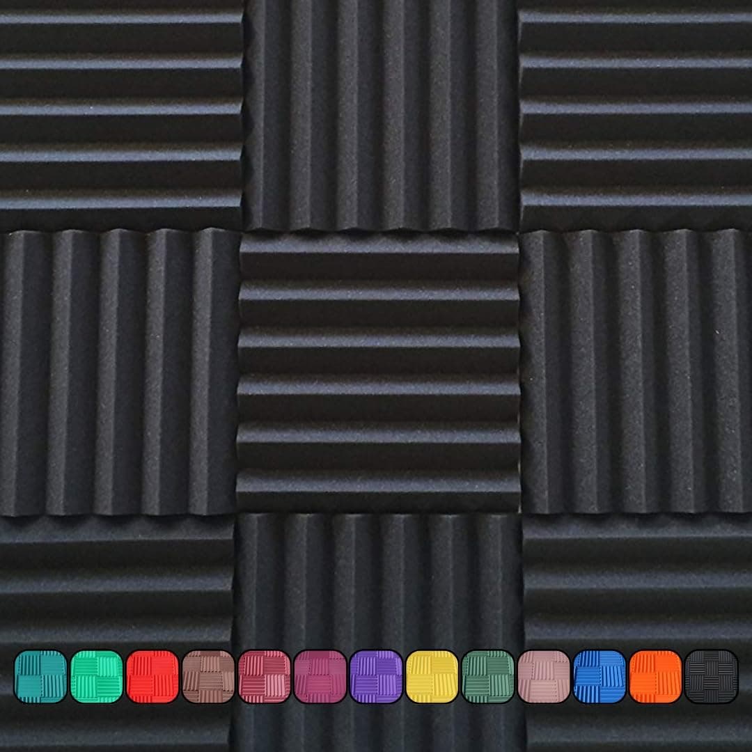 Professional Wedge Style 12x12x2 inch Acoustic Foam Panels - 4 Pack - Studio Foam, Charcoal