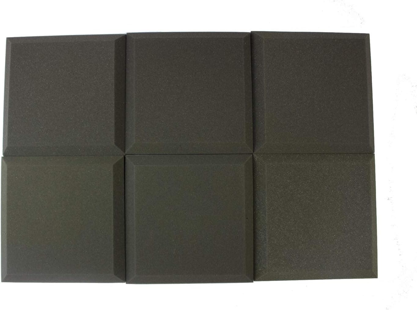 Mybecca [6 PACK] Acoustic Foam BEVEL Tiles Soundproofing Wall Panel 12 x 12 x 2 inch, Made in USA - Color: Charcoal