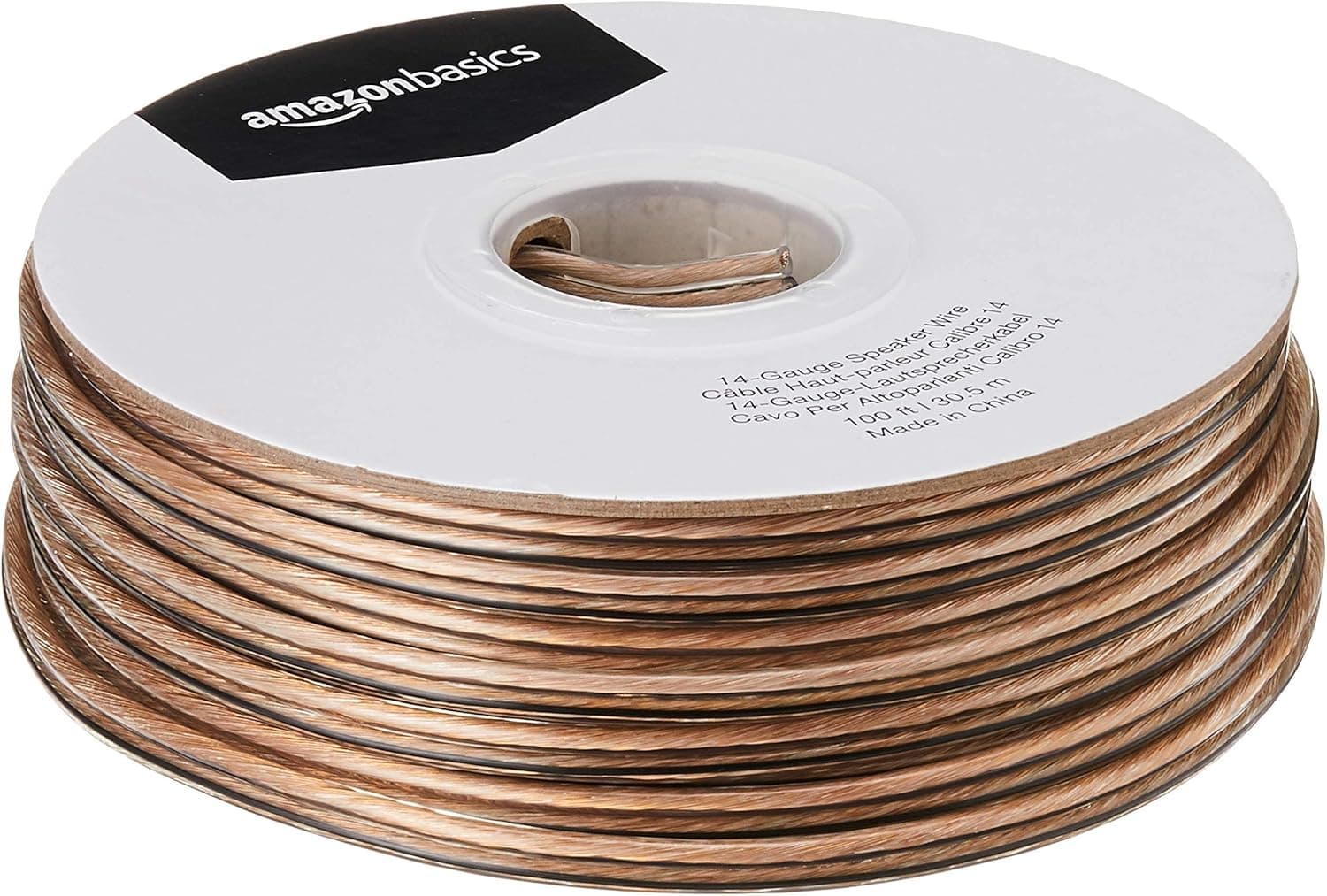 Amazon Basics 14-Gauge Audio Stereo Speaker Wire Cable - 100 Feet, Light Brown
