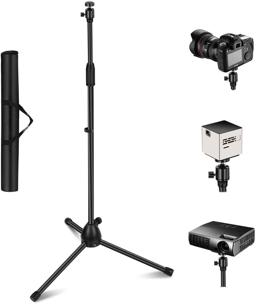 Thustar Projector Stand, Lightweight Adjustable Tripod Floor Stand Holder and 360 Swivel Ball Head, Height 29.5in to 55.1in, with Carry Bag