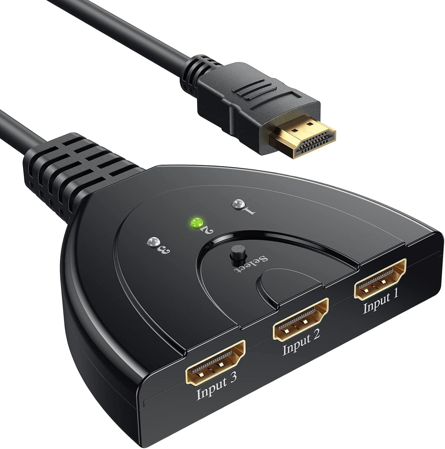 HDMI Switch 4K, VILCOME 3 Port HDMI Switcher 3x1 HDMI Splitter Hub 3 in 1 Out with Pigtail Cable Supports 4K 3D HD 1080P for Xbox PS4 Roku HDTV