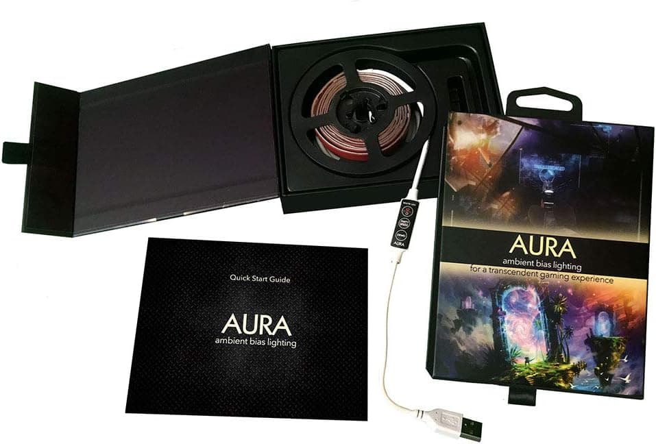 Aura Ambient Bias Lighting for Gaming PC, HDTV, 6500K USB LED Backlight Kit, Ambient Lightstrip, 4 Foot Accent Lighting Strip