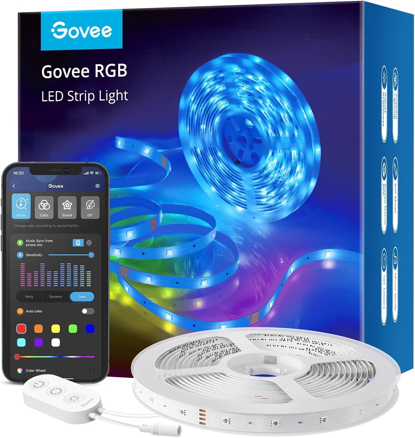 Govee Smart RGB LED Strip Lights, 16.4ft WiFi LED Strip Lighting Work with Alexa and Google Assistant, 16 Million Colors with App Control and Music Sync