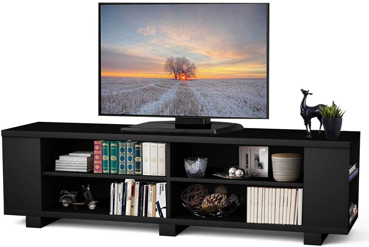TV Stand Console Storage Entertainment Media Center with Adjustable Shelf, Wood, 59 Inch
