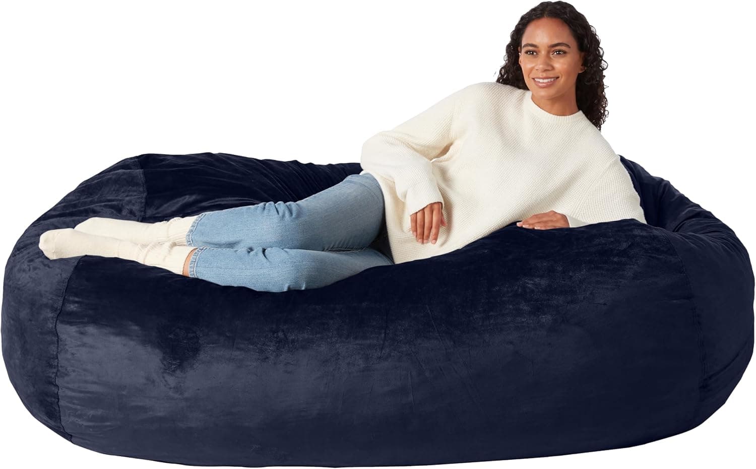 Amazon Basics Large Bean Bag Chairs for Adults 6 ft Grey Memory Foam Filled with Solid Microfiber Cover