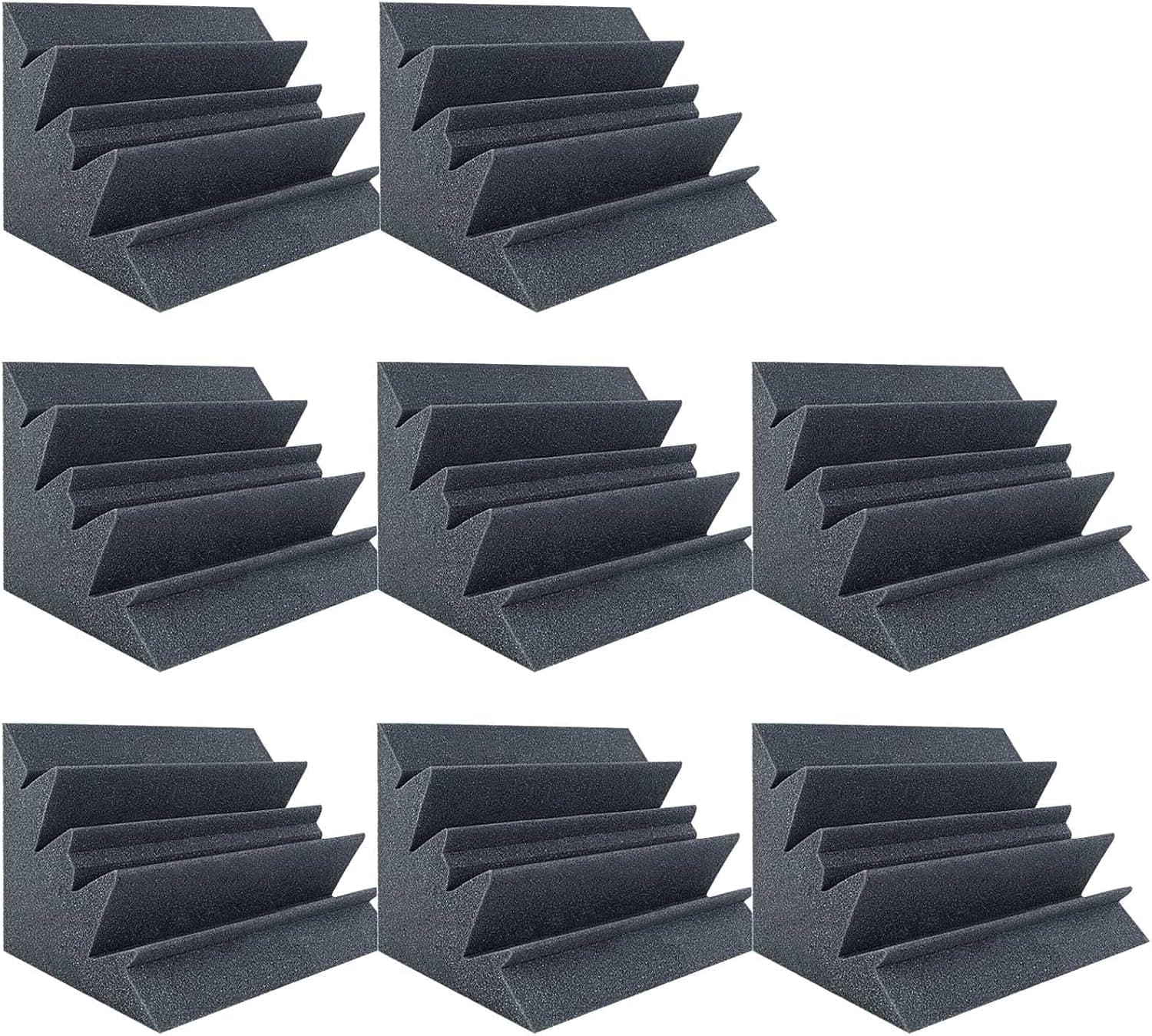 DEKIRU 8 Pack Acoustic Foam Bass Traps Corner Block 12" X 7" X 7", Studio Foam Sound Proof Foam Panels Noise Dampening Wall Soundproofing Padding