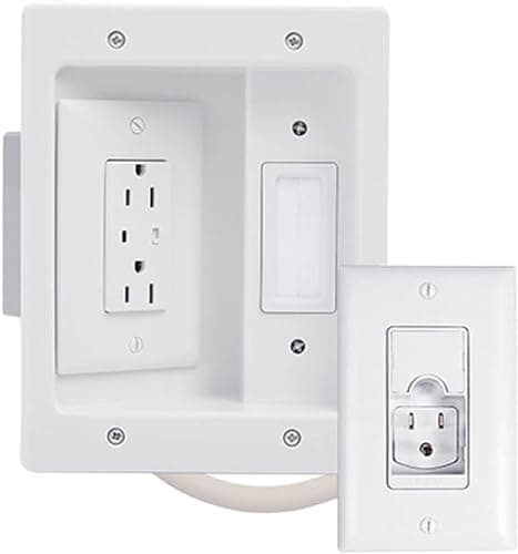 Legrand On-Q in-Wall TV Power Kit - Cable Management System with Recessed Outlet, Hides Wires for Wall-Mounted TVs, 6FT Power Cord, White, CPT306WV1