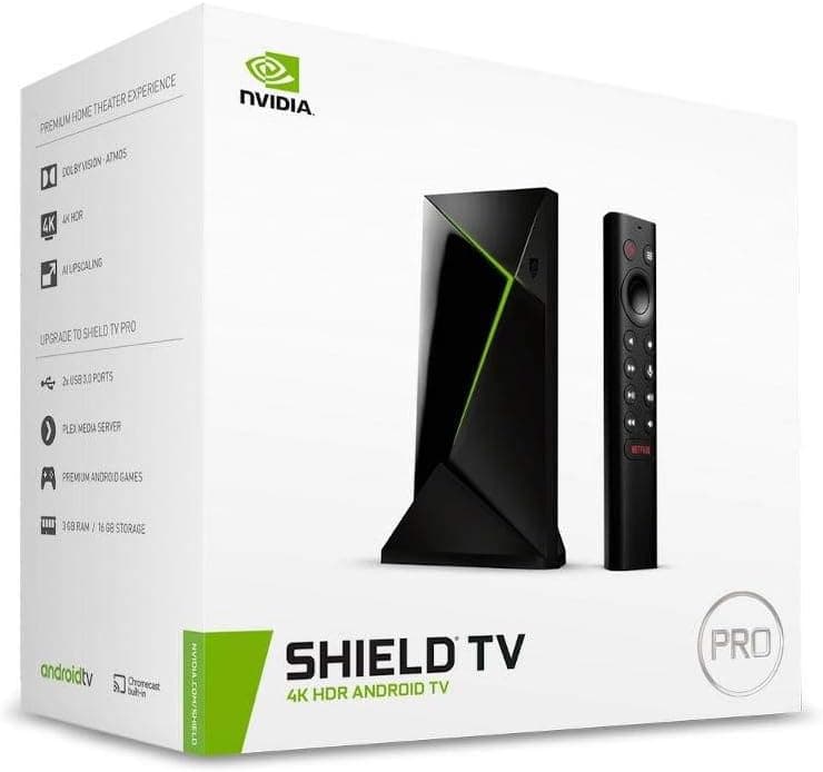 NVIDIA Shield Android TV Pro Streaming Media Player, 4K HDR, Dolby Vision-Atmos, AI-enhanced upscaling, GeForce NOW cloud gaming