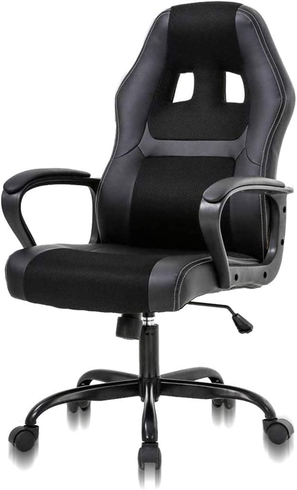 Office Chair Gaming Desk Racing Gaming Chair PC Gaming Ergonomic Racing Heavy Duty Office Video Game Chair PU Leather Racing Chair for Home Office Computer Black