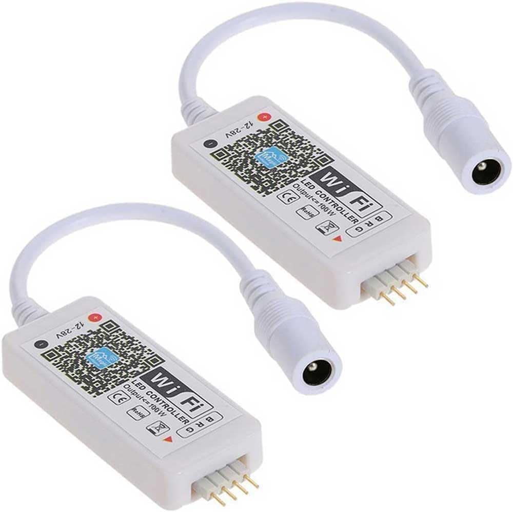 Aubric Smart WiFi LED Controller, RGB LED Strip Lights Wireless Controller, Compatible with Alexa and Google Home and IFTTT, Free Magic Home App (2 Pack)