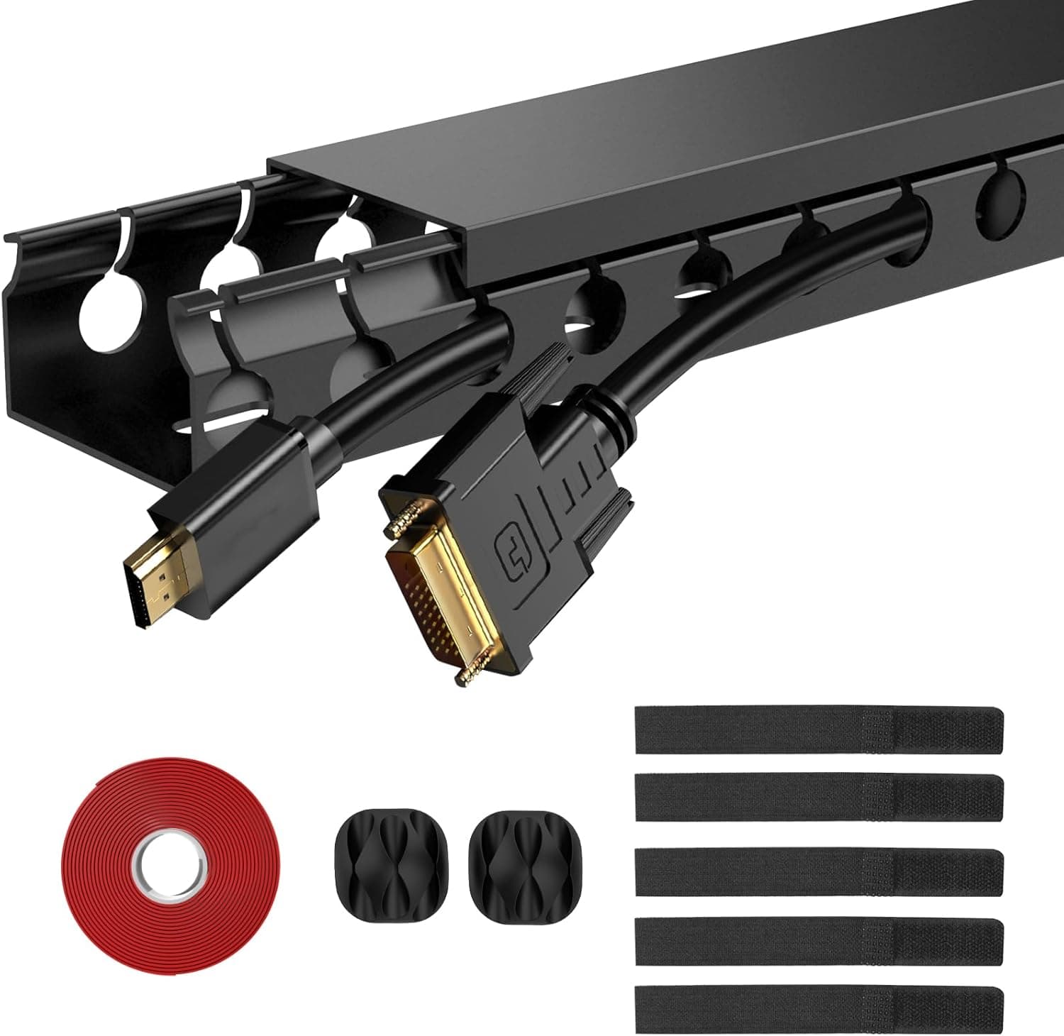 Updated Cable Raceway Kit - 31 (2X15.4) Inch Open Slot Wire Covers for Cords, Under Desk Cable Management System (Pack 2)