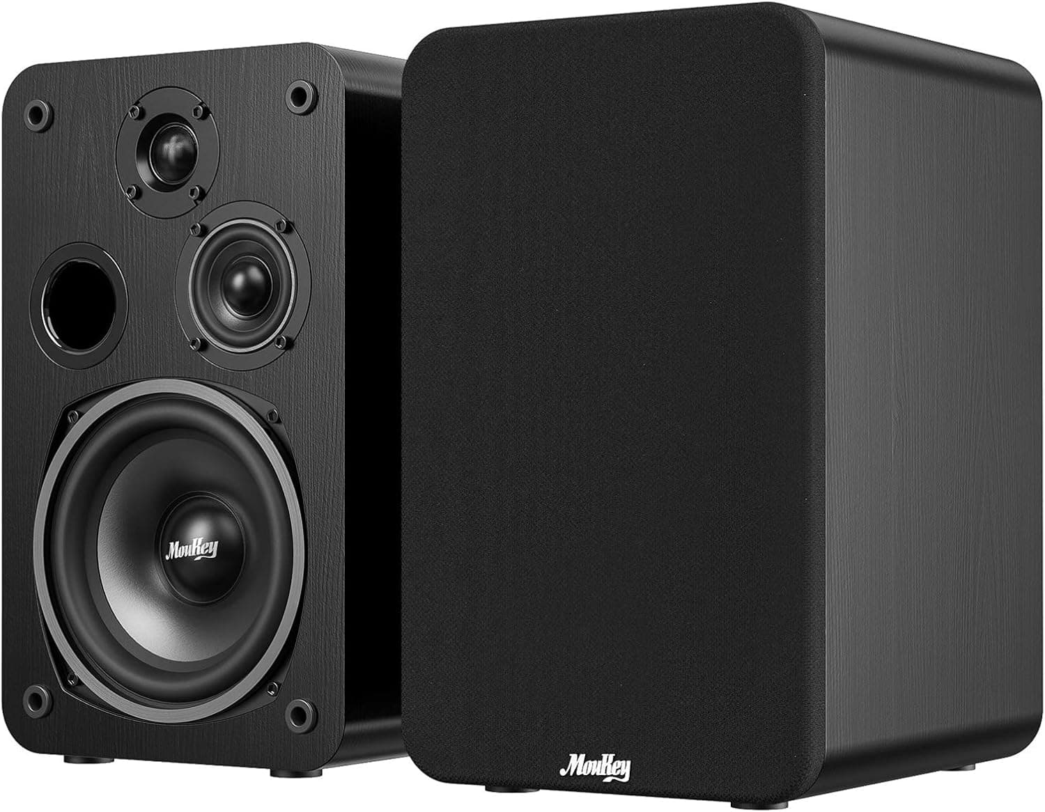 Moukey M20-3 Passive Bookshelf Speakers (Pair), 2x55W, 3-Way Home Theater Speakers, Wall-Mountable
