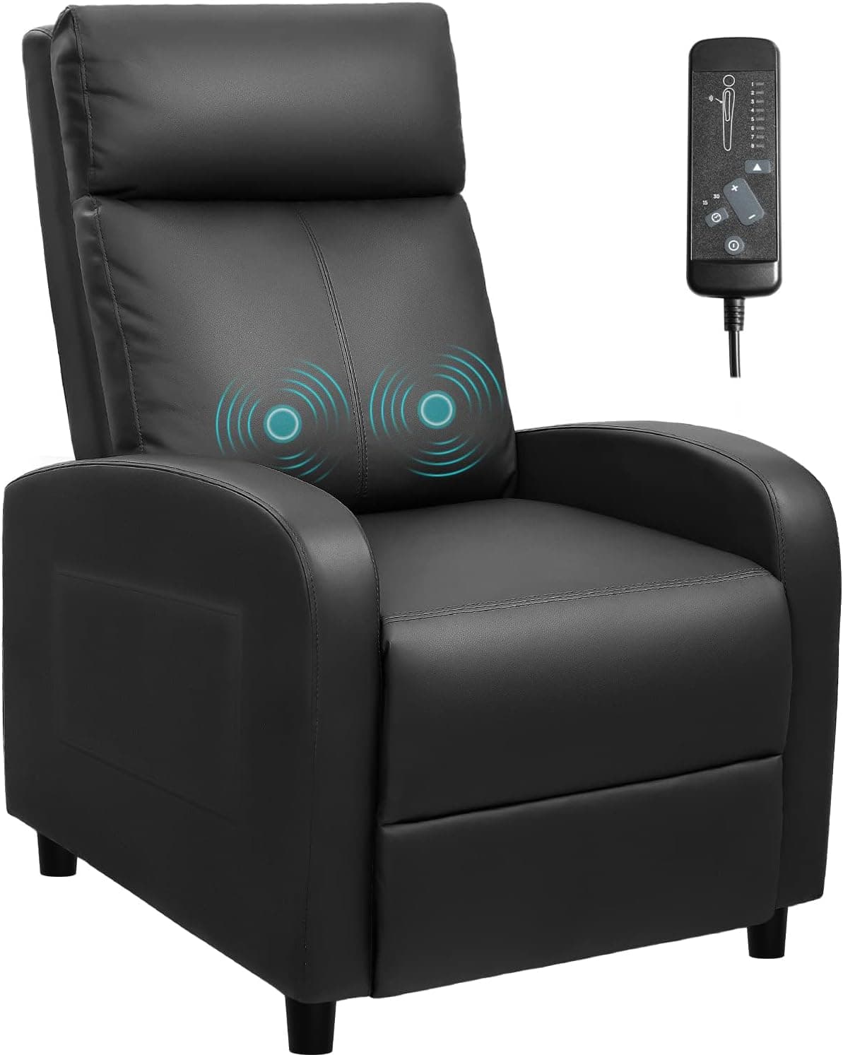 Devoko Massage Recliner Chair Home Theater Seating PU Leather Living Room Chair with Padded Cushion, Black