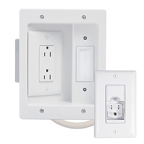 Legrand On-Q In‑Wall Power & Cable Management Kit - 12' Long Range Recessed TV Power Bridge and Cable Organizer Box for Wall Mounted TVs - White - HT22U2WHR12