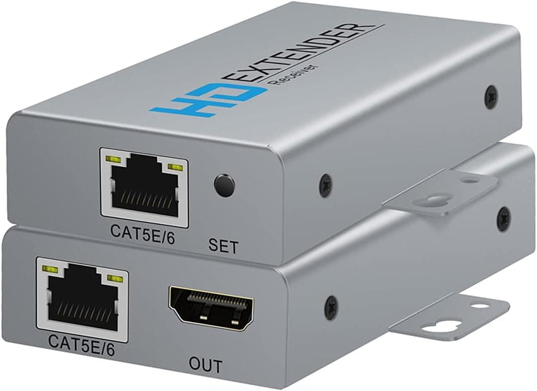 HDMI Extender Over Network IP Ethernet Kit Cat5e/Cat6 Cable 1080P@60Hz - Up to 164 ft - HDMI Loop Out POE
