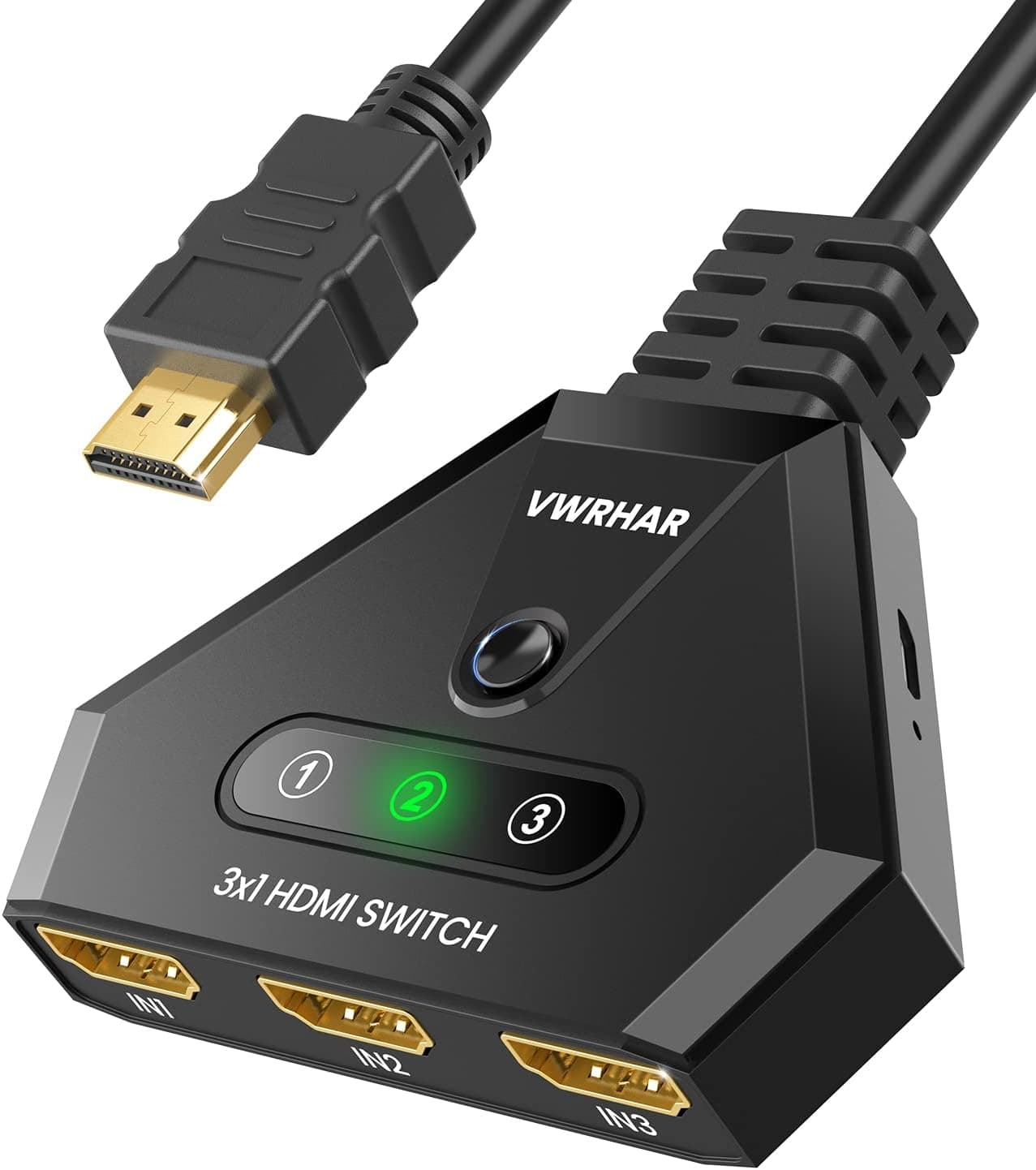 HDMI Switch 4K HDMI Splitter, Automatic HDMI Switch 3 in 1 Out with Pigtail HDMI Cable, 3 Ports HDMI Switcher Support HDCP 2.2 for Fire Stick Apple TV PS5
