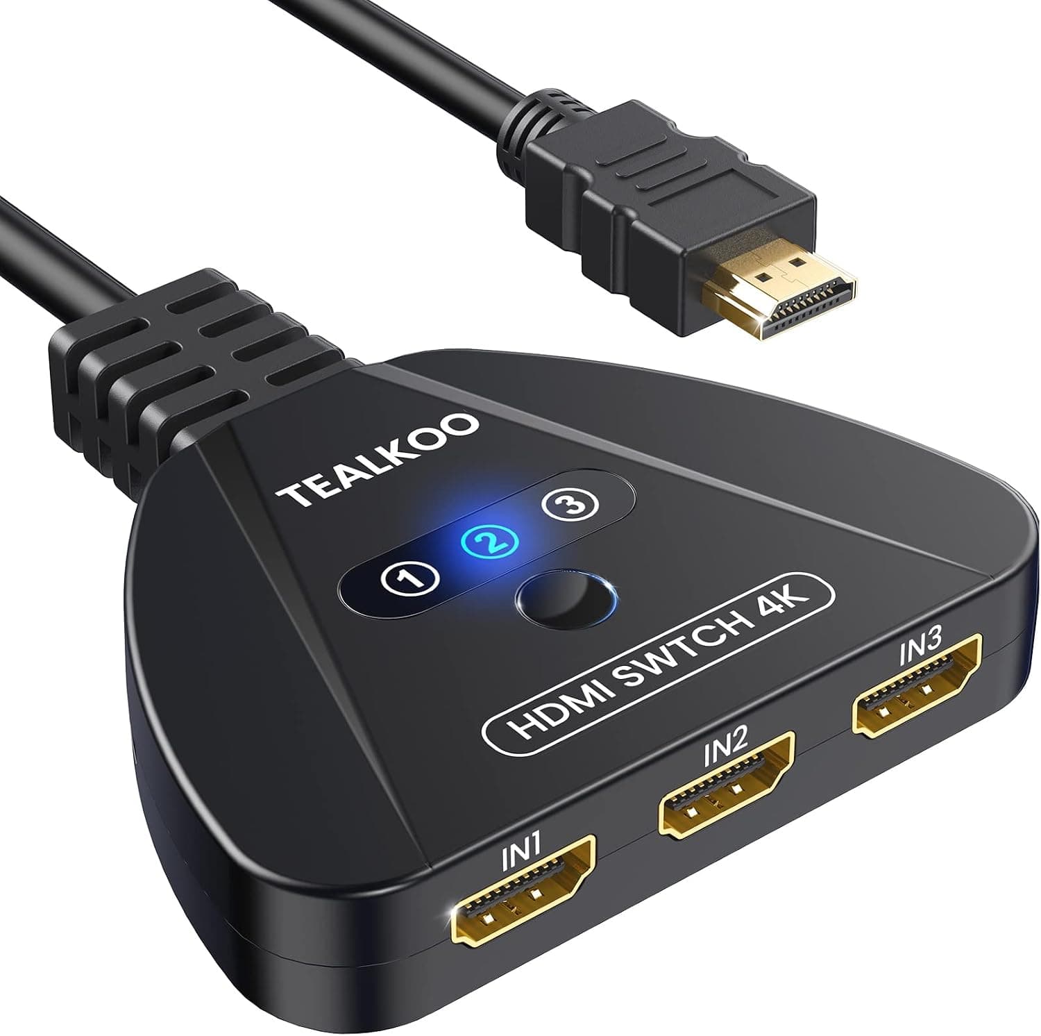 HDMI Switch 4K, 3 Port HDMI Switcher Splitter Automatic Switch, HDMI Switch Box Hub Support UltraHD, HDR 10, 4K 3D 1080P for PS4 Xbox DVD Player Fire Stick