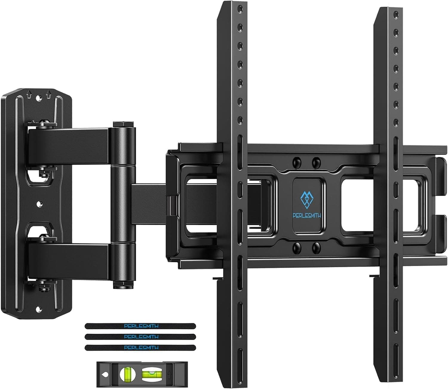 PERLESMITH Corner TV Wall Mount for 26-65 inch TVs up to 70 lbs, Full Motion with Swivel, Tilt, Level, Single Articulating Arm, Max VESA 400x400mm, PSMFK7