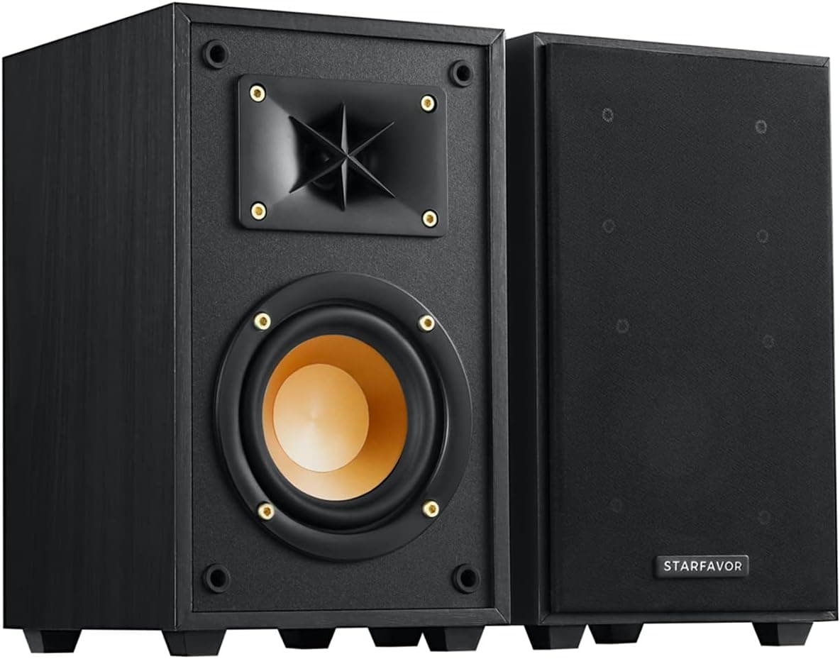 Starfavor P4 Passive Bookshelf Speakers Pair, 2-Way, 50W RMS, 100W Peak, 4 inch