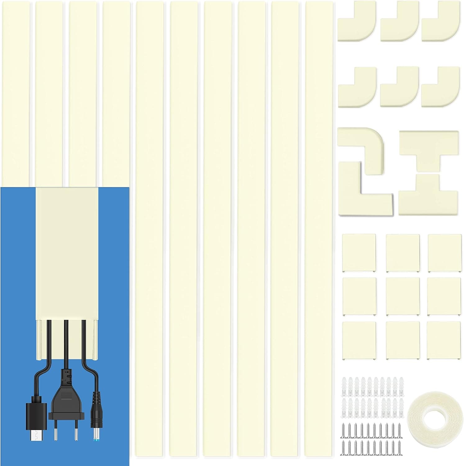 Cord Cover Wall Raceway Kit - 157 inch Cable Concealer, Wire Hiders for TV Wall Mounting, Beige