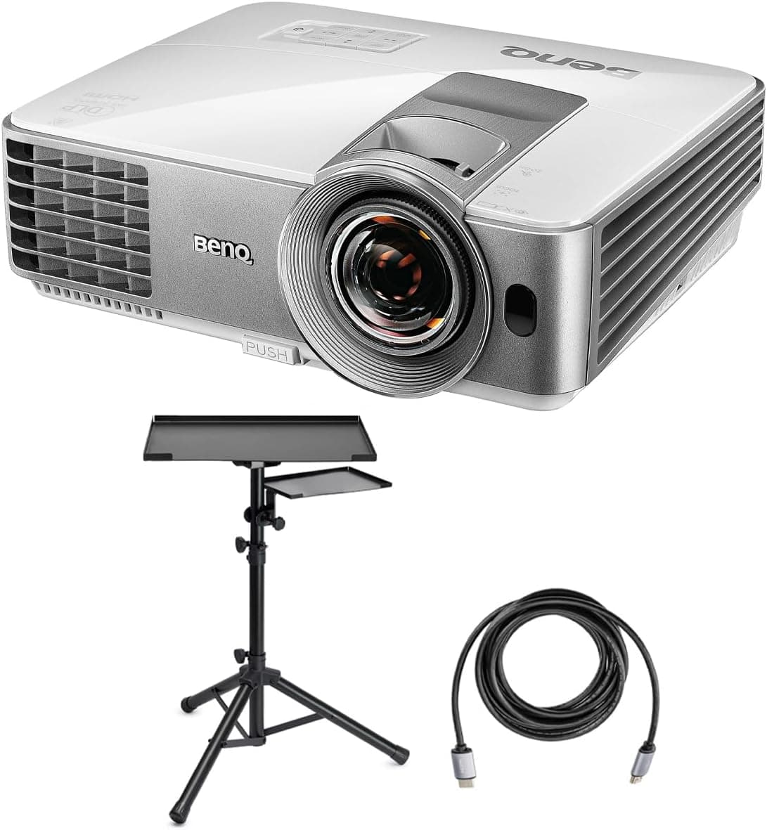 BenQ TH575 Full HD DLP Home Theater Gaming Projector Bundle with Laptop Stand and Accessory Tray