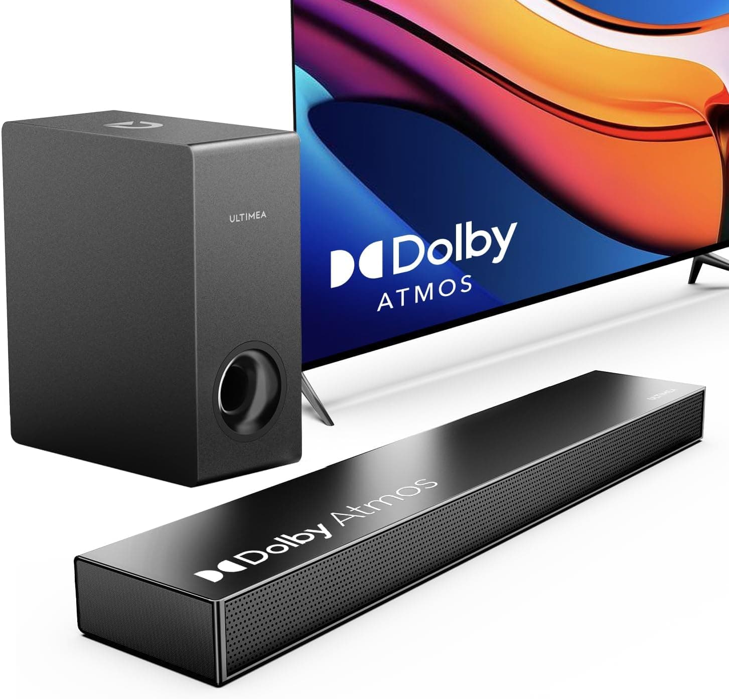 ULTIMEA Nova S50 Sound Bar for Smart TV with Dolby Atmos, 190W, Subwoofer, Bass Boost, Ultra-Slim