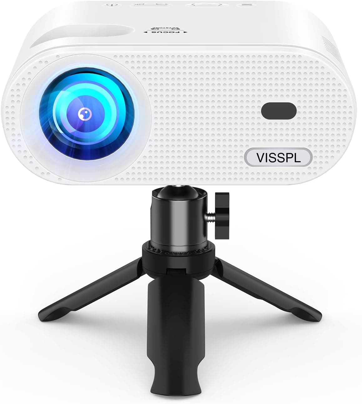 VISSPL Mini Projector with WiFi and Bluetooth, Full HD 1080P Portable Outdoor Projector with Tripod for Home Theater