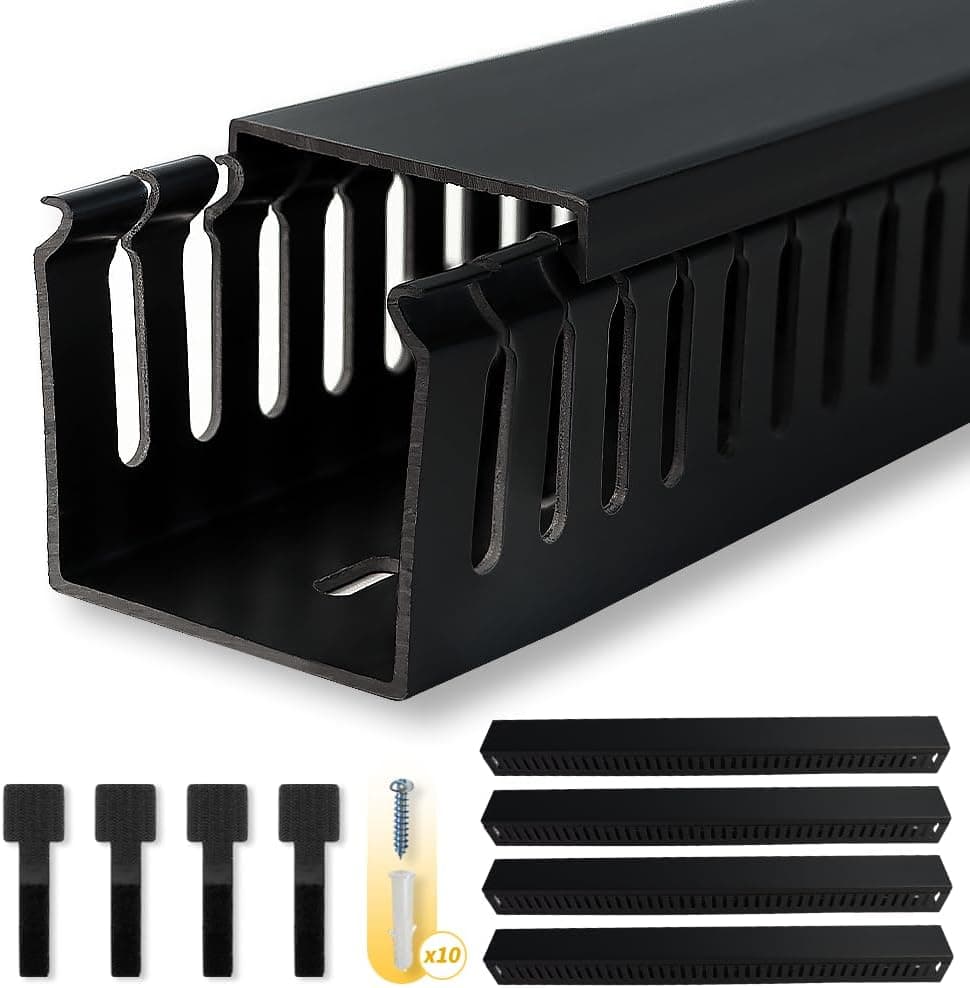 RJYKVS Cable Raceway, 95" Open Slot Cable Management Kit with Upgraded Snap Structure, Wire Cover Cord Hider (Black)