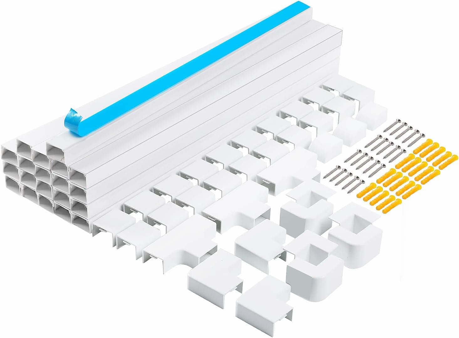 RAZCC 315 Inch Cable Cover Raceway Kit for Cable Management, 20 Pack Wire Hider, White