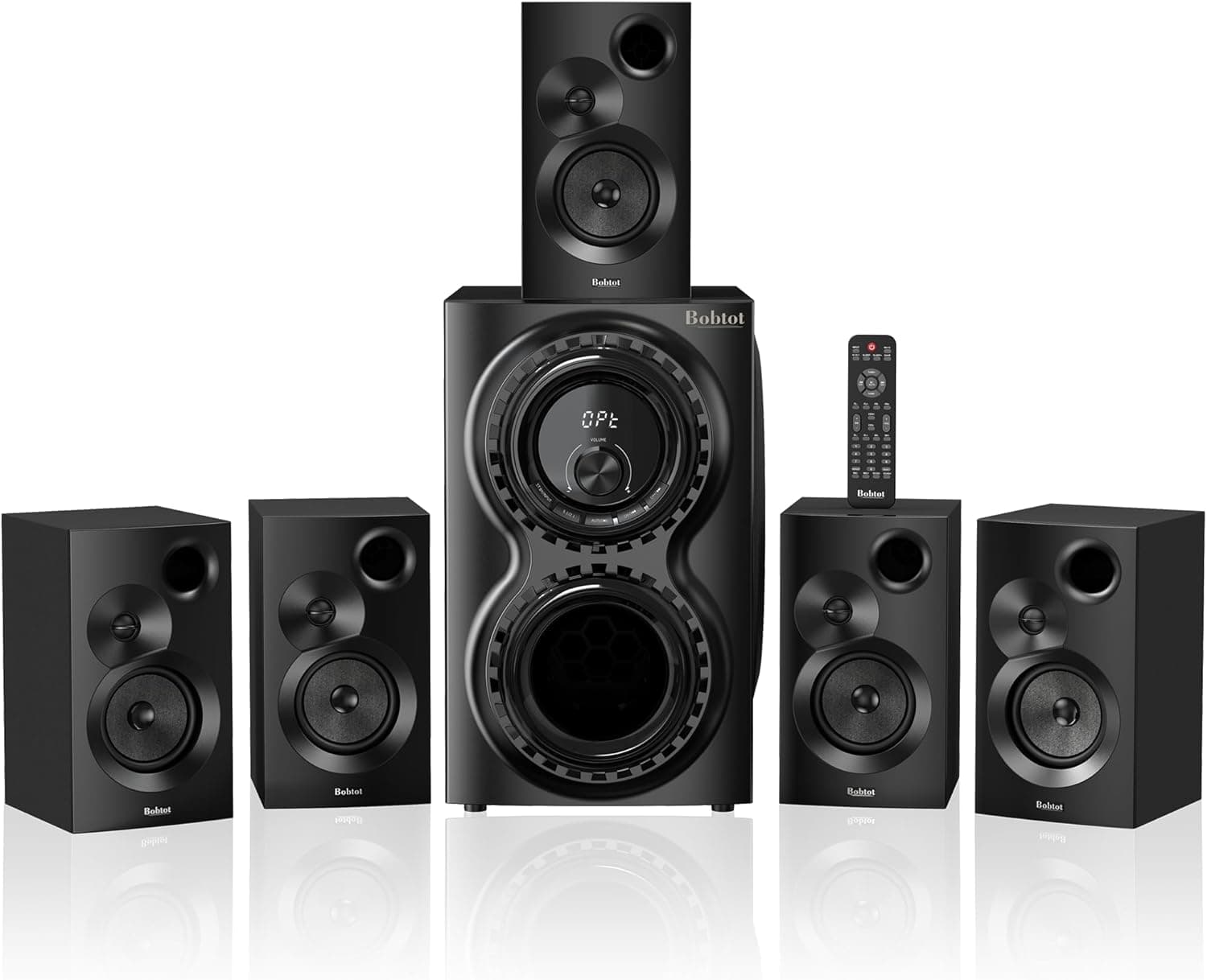 Bobtot Home Theater Sound System 5.1 Surround Sound, 1400 Watts Peak, 12-inch Subwoofer, Wired Home Audio with Bluetooth ARC Optical Input for TV