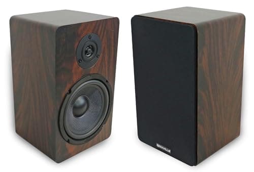 Rockville RockShelf 58D Dark Wood Pair 5.25" Home Theater Speakers | Bookshelf, 360W Peak/90W RMS, Kevlar Woofer, 1" Silk Dome Tweeter, Wall Mount, 8 Ohm, MDF Cabinet, 5-Way Binding Posts