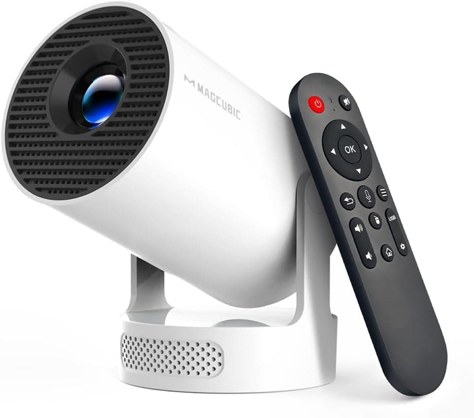 Magcubic Mini Projector with WiFi 6 and Bluetooth 5.4, Portable Projector 4K Support, 5W Soundbase Speaker, Auto Vertical Keystone 180 Rotatable