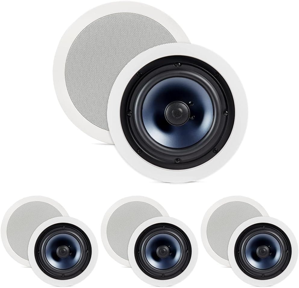 Polk Audio In-Ceiling Speakers RC80i, 8-inch, Set of 4, Round, Indoor/Outdoor, Paintable Grille