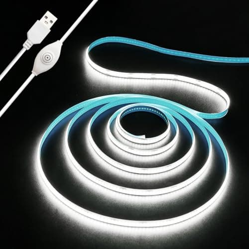 XINGZHI 5V USB LED Strip Lights, 3.28FT COB Light Strip White, Short LED Strip Light, Flexible Bright 5V Led Strip for Under Cabinet, Kitchen, TV Backlight, Shelves, Displays and TV Lights