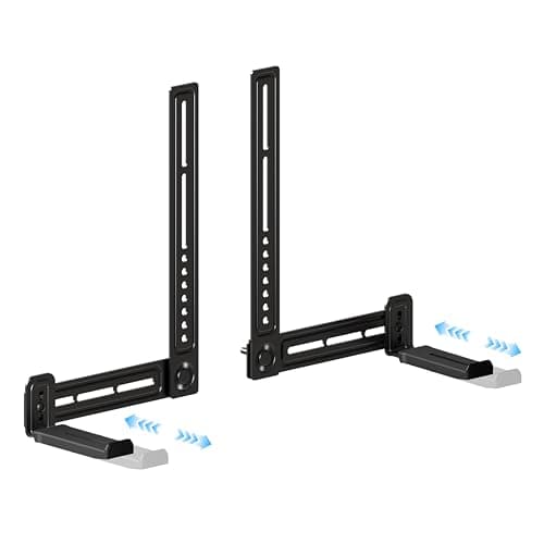 C YECEN Sound Bar Mounts Under TV,Depth Adjustable 3.8”-6.5”,Up to 22lbs | Soundbar bracket for Samsung,Bose,Vizio,Sony,Sonos and More,L-Brackets with Non-Slip and Impact-Resistant EVA.