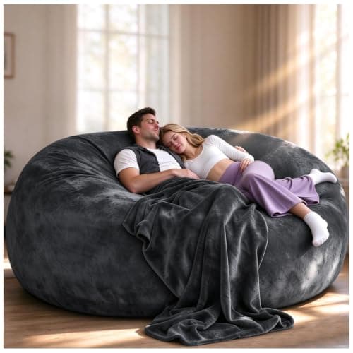 Big Bean Bag Chairs for Adults Memory Foam Chair Living Room Furniture (Darkgrey, 6FT)