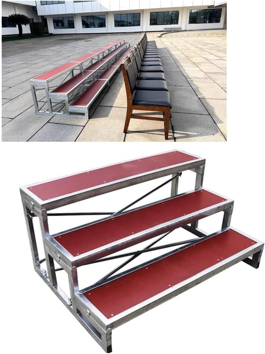 Choir Stage Risers Anti Slip Commercial Riser Platform School Church Theater Concert Hall Portable Choral Stairs Multi-Level Choir Risers with Stair Treads Versatile Tiered Seating