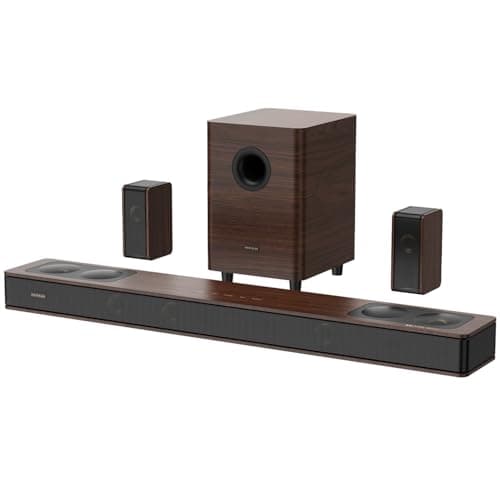 Hiwill-Audio 5.3.4 Dolby Atmos Surround Sound Bar for Smart TV, with Sub | Surround Sound System with BassCoupling Tech to 28Hz for Home Theater, Living Room, 2 Wireless Rear Speakers for Movie Night