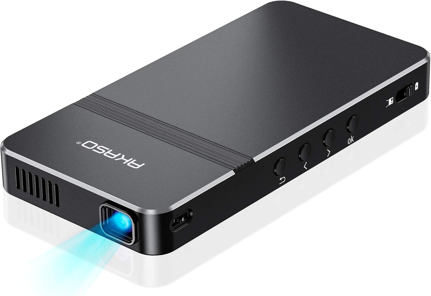 AKASO Mini Projector, Pocket-Sized DLP Portable Projector with WiFi, Rechargeable Battery and Remote Control