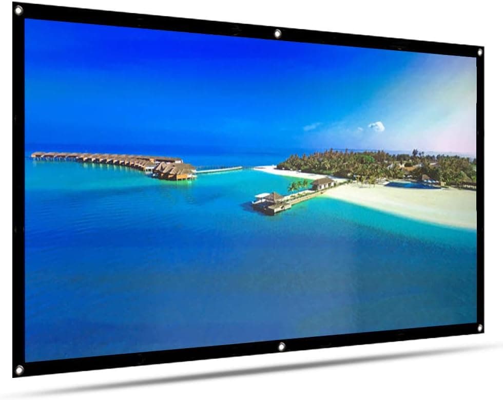 120 inch Projection Screen 16:9 High Contrast Collapsible HD 4K Portable, Double Sided Projection