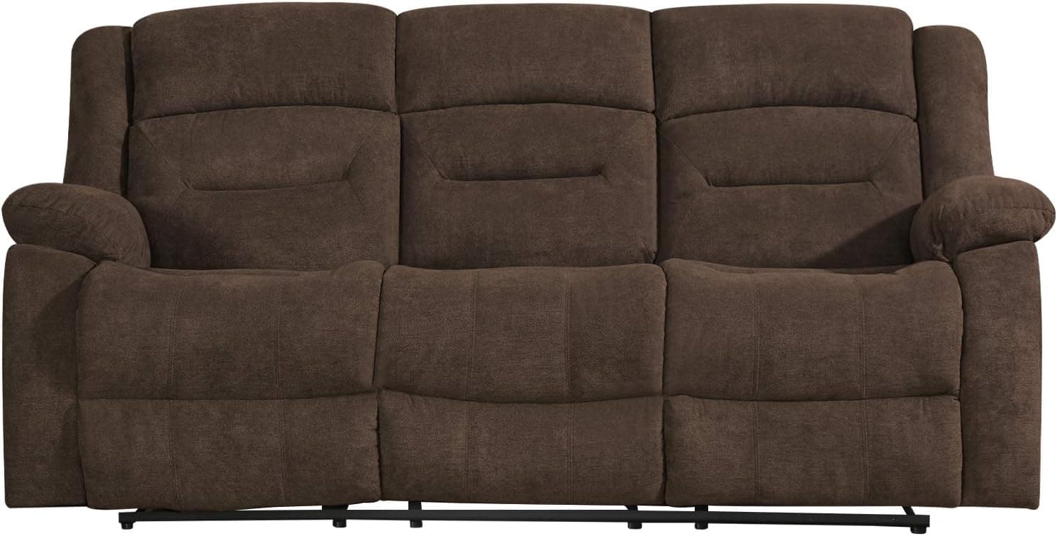 FDW Recliner Sofa Set Sectional Sofa for Living Room Home Theater Seating Reclining Couch Sofa Manual Recliner Motion (Brown Three Seat)