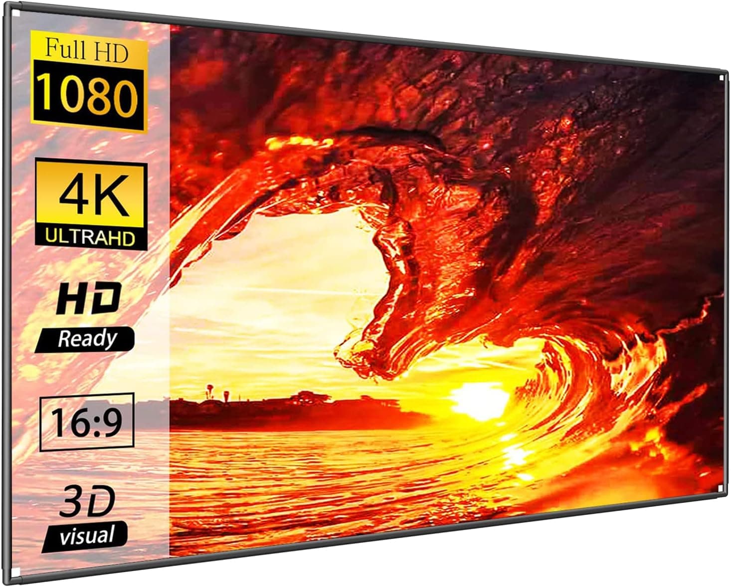 Projector Screen 120 inch with Frame 16:9 HD 4K Movies Screen, Portable Foldable Anti-Crease Indoor Outdoor