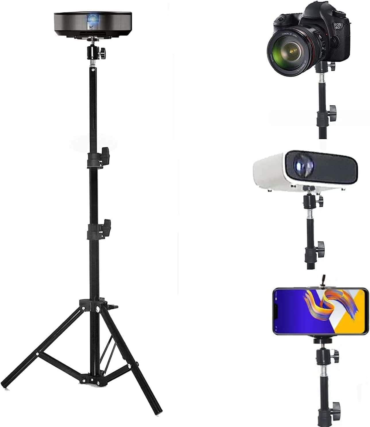 Projector Floor Stand, Portable Tripod Mount, Folding Stand for Projector, Camera, Webcam (18in to 40in), Supports Up to 3lbs