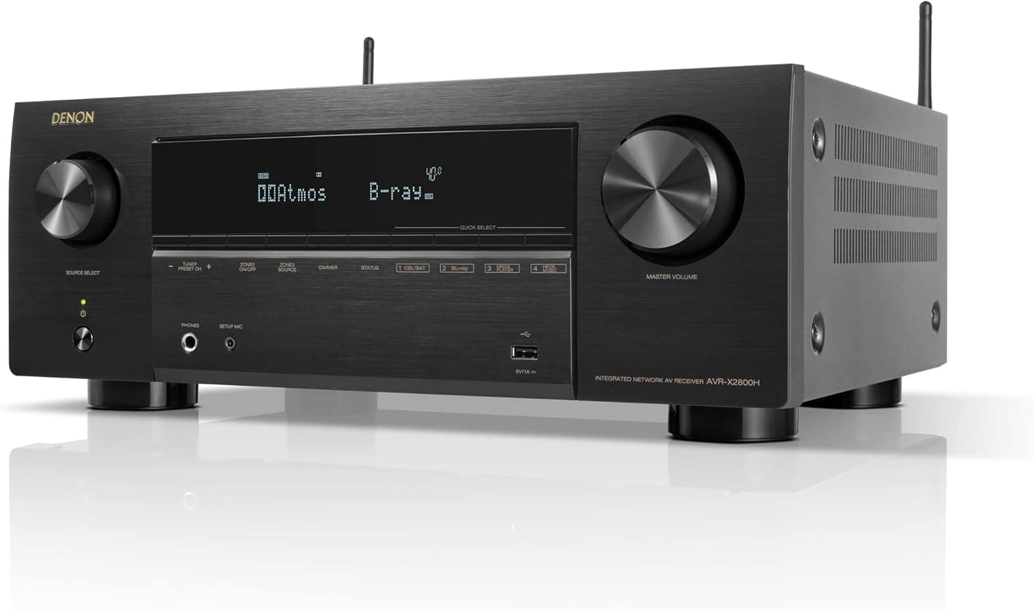 Denon AVR-X2800H 7.2 Ch AV Receiver, 8K UHD (95W x 7), HEOS, Wi-Fi, Dolby Atmos, DTS:X, Bluetooth