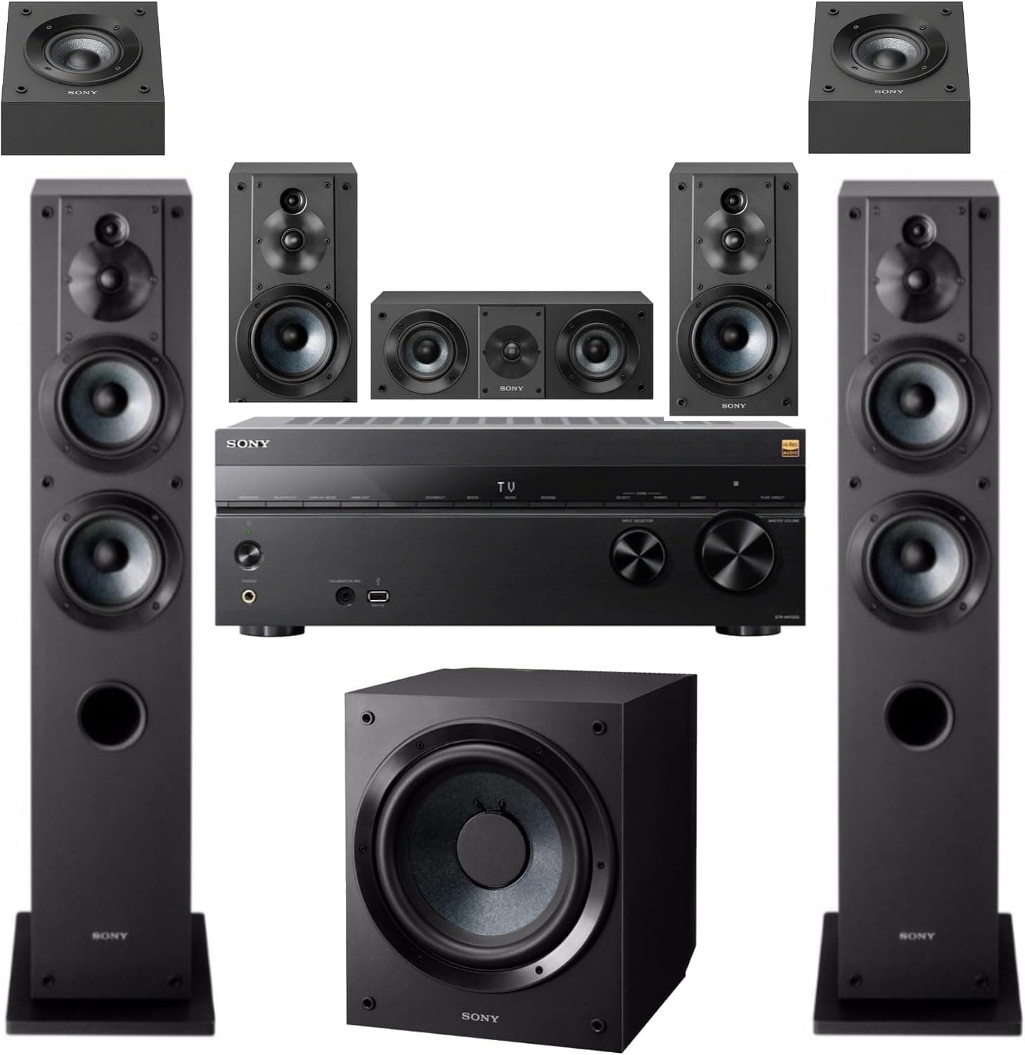 Sony STR-AN1000 7.2ch 8K AV Receiver plus 8 Speaker Bundle with SA-CS9 Subwoofer
