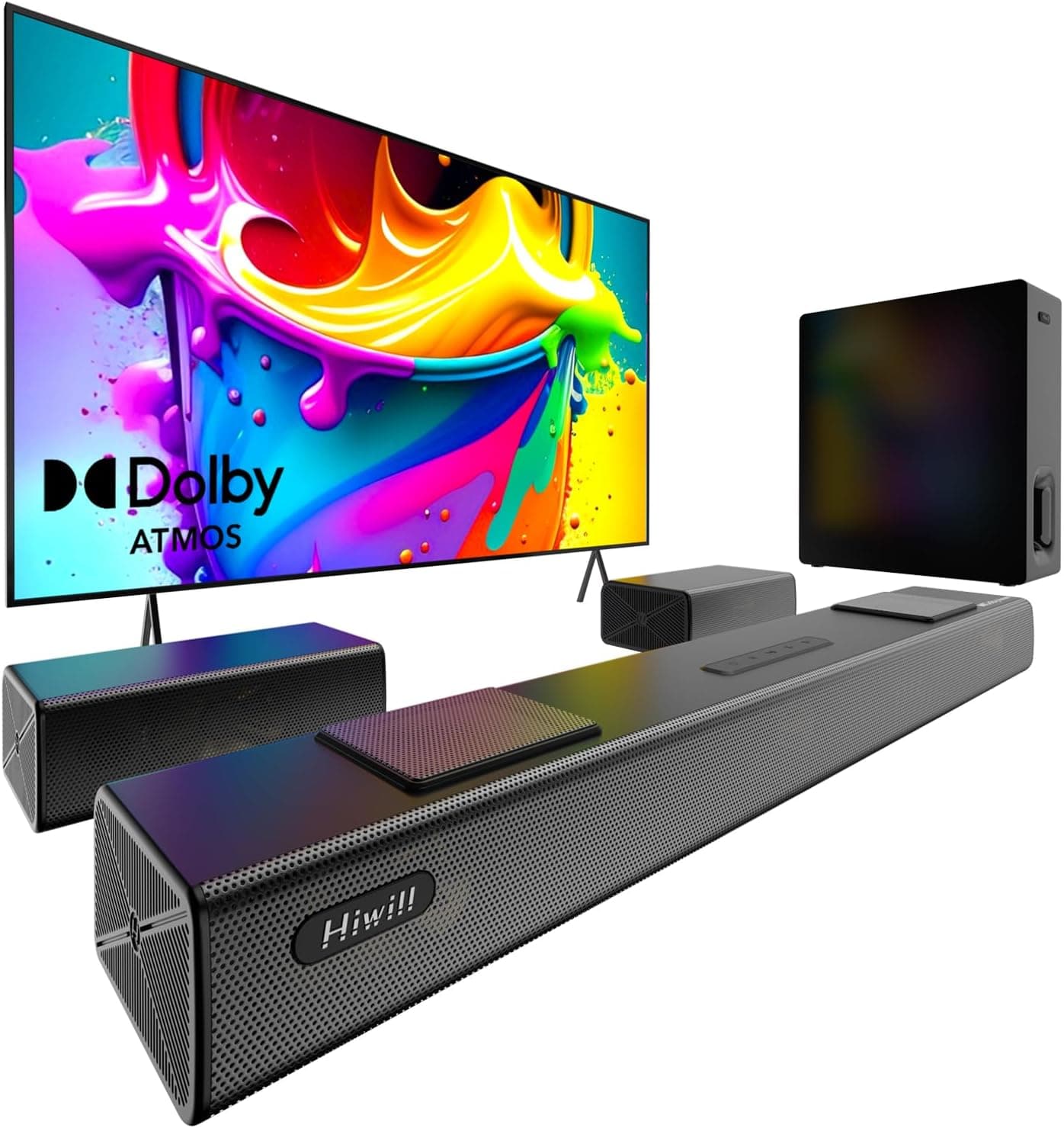 Hiwill 5.1.2ch Dolby Atmos Soundbar with 6.5 inch Subwoofer and Up-firing Drivers, Nimbus A512